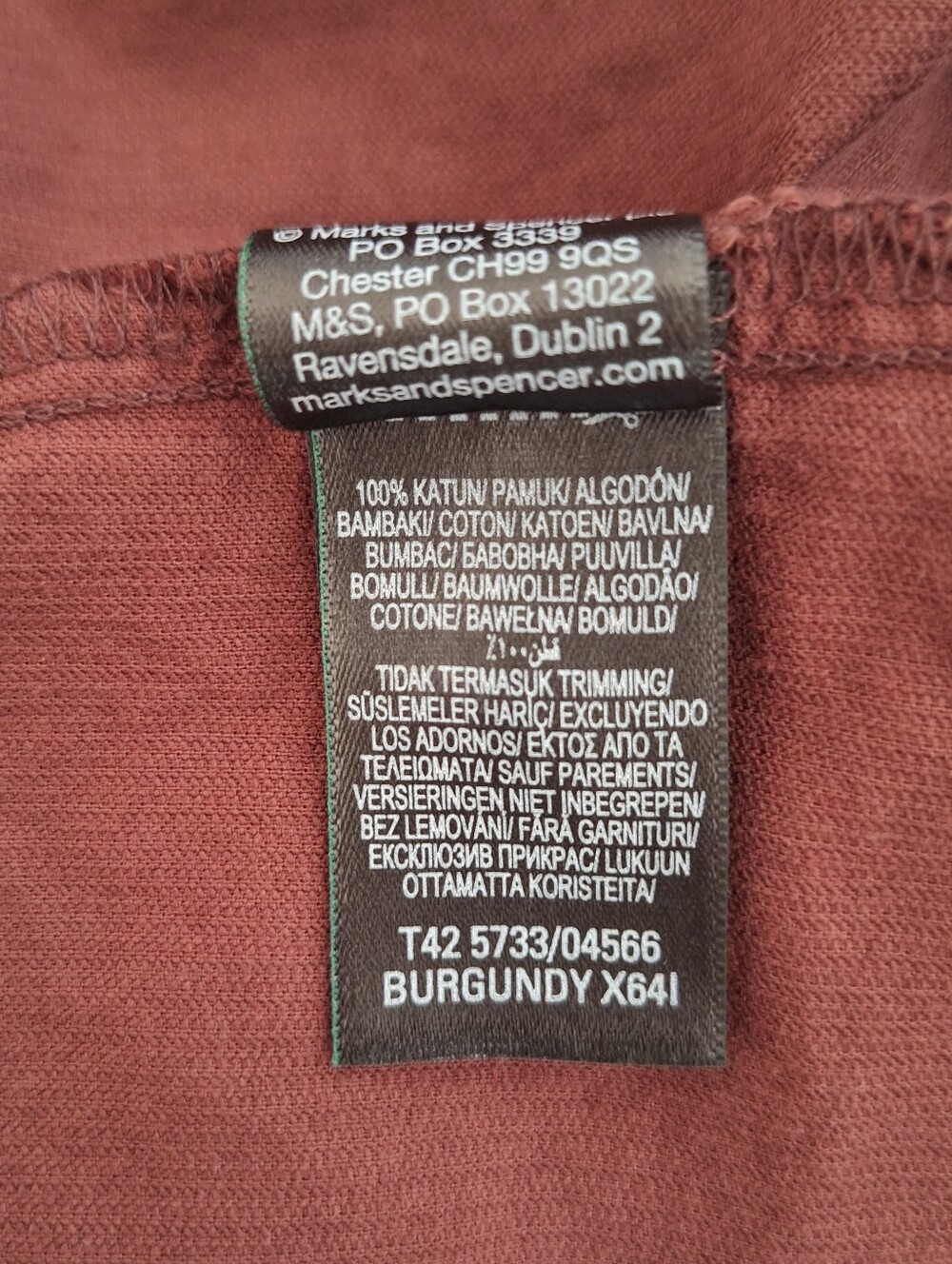 NWOT M&S Smocked Bodice Long Sleeve Midi Dress in Burgundy - Picture 10 of 10